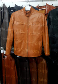 کاپشن عسلی چرم طبیعی مردانه