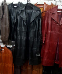 مانتو مشکی چرم طبیعی زنانه