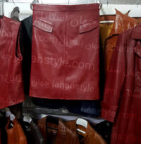 دامن چرم طبیعی زنانه زرشکی