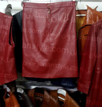 دامن چرم طبیعی زنانه زرشکی