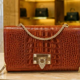 کیف دستی و دوشی چرم طبیعی زنانه گاوی عسلی