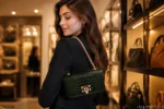 کیف چرم طبیعی زنانه روی شانه خانم
