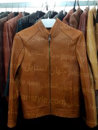 کاپشن عسلی مردانه چرم طبیعی